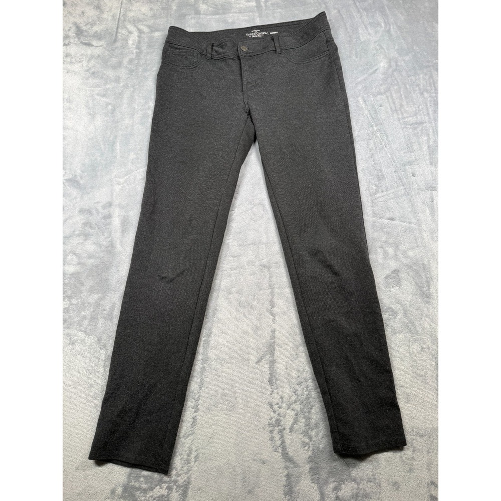 Faded Glory Skinny Pants Womens 12A Charcoal Gray Knit Cotton Stretch Low Rise